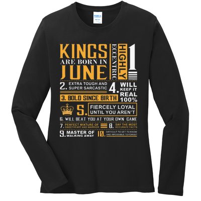 Birthday Gifts Kings are Born In June Ladies Long Sleeve Shirt