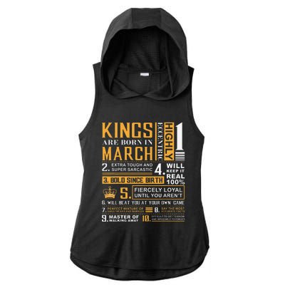 Birthday Gifts Kings are Born In March Ladies PosiCharge Tri-Blend Wicking Draft Hoodie Tank