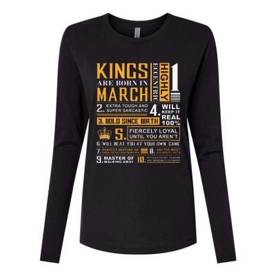 Birthday Gifts Kings are Born In March Womens Cotton Relaxed Long Sleeve T-Shirt