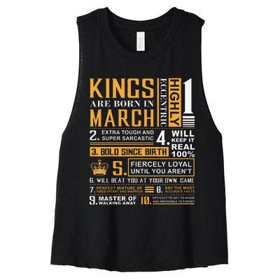 Birthday Gifts Kings are Born In March Women's Racerback Cropped Tank