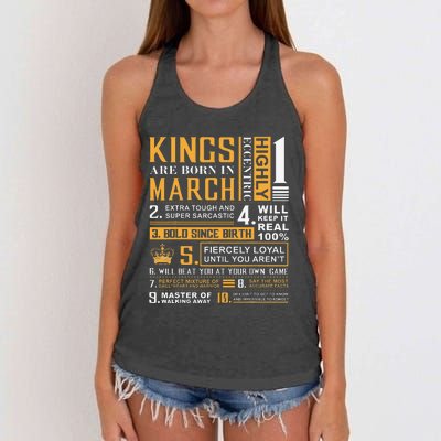 Birthday Gifts Kings are Born In March Women's Knotted Racerback Tank