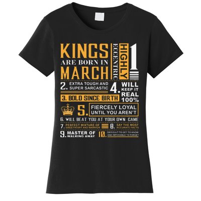 Birthday Gifts Kings are Born In March Women's T-Shirt