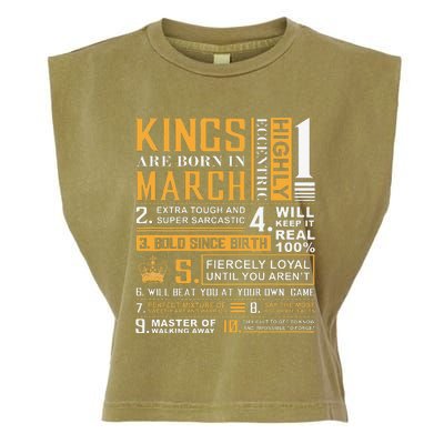 Birthday Gifts Kings are Born In March Garment-Dyed Women's Muscle Tee