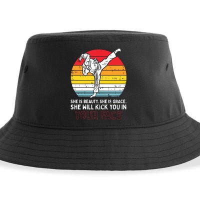 Beauty Grace Kick You In Face Karate Taekwondo Gift Sustainable Bucket Hat