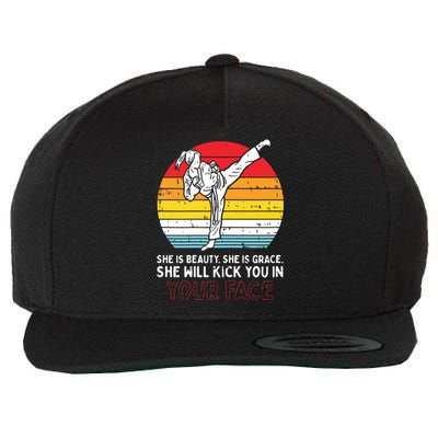 Beauty Grace Kick You In Face Karate Taekwondo Gift Wool Snapback Cap