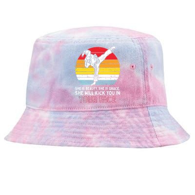 Beauty Grace Kick You In Face Karate Taekwondo Gift Tie-Dyed Bucket Hat