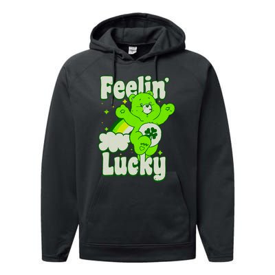 Bears Good Luck Bear Jumping Feelin Lucky Distressed Performance Fleece Hoodie