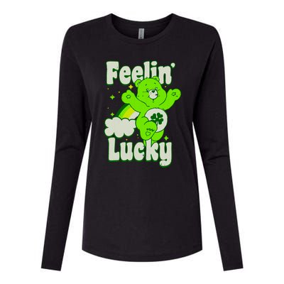 Bears Good Luck Bear Jumping Feelin Lucky Distressed Womens Cotton Relaxed Long Sleeve T-Shirt