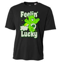 Bears Good Luck Bear Jumping Feelin Lucky Distressed Cooling Performance Crew T-Shirt