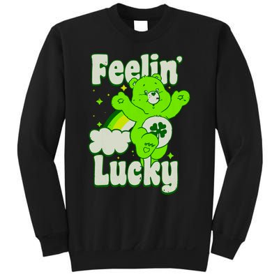 Bears Good Luck Bear Jumping Feelin Lucky Distressed Sweatshirt