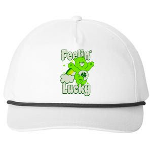 Bears Good Luck Bear Jumping Feelin Lucky Distressed Snapback Five-Panel Rope Hat