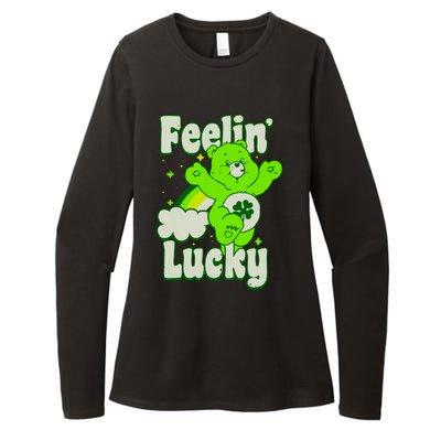 Bears Good Luck Bear Jumping Feelin Lucky Distressed Womens CVC Long Sleeve Shirt