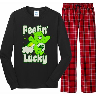 Bears Good Luck Bear Jumping Feelin Lucky Distressed Long Sleeve Pajama Set