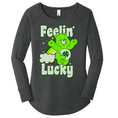 Bears Good Luck Bear Jumping Feelin Lucky Distressed Women's Perfect Tri Tunic Long Sleeve Shirt