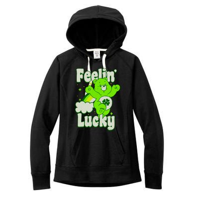 Bears Good Luck Bear Jumping Feelin Lucky Distressed Women's Fleece Hoodie