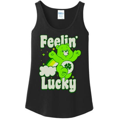 Bears Good Luck Bear Jumping Feelin Lucky Distressed Ladies Essential Tank