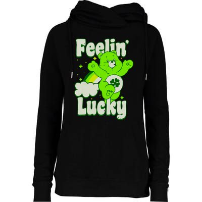 Bears Good Luck Bear Jumping Feelin Lucky Distressed Womens Funnel Neck Pullover Hood