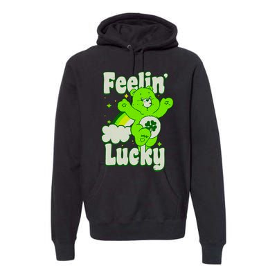 Bears Good Luck Bear Jumping Feelin Lucky Distressed Premium Hoodie