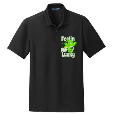 Bears Good Luck Bear Jumping Feelin Lucky Distressed Dry Zone Grid Polo