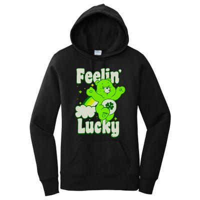 Bears Good Luck Bear Jumping Feelin Lucky Distressed Women's Pullover Hoodie