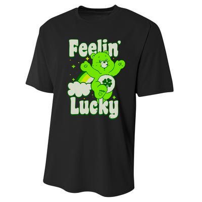 Bears Good Luck Bear Jumping Feelin Lucky Distressed Performance Sprint T-Shirt