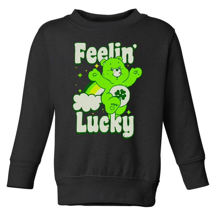 Bears Good Luck Bear Jumping Feelin Lucky Distressed Toddler Sweatshirt