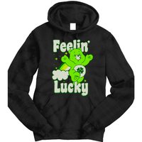 Bears Good Luck Bear Jumping Feelin Lucky Distressed Tie Dye Hoodie