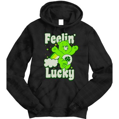 Bears Good Luck Bear Jumping Feelin Lucky Distressed Tie Dye Hoodie