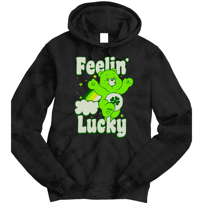 Bears Good Luck Bear Jumping Feelin Lucky Distressed Tie Dye Hoodie