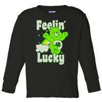 Bears Good Luck Bear Jumping Feelin Lucky Distressed Toddler Long Sleeve Shirt