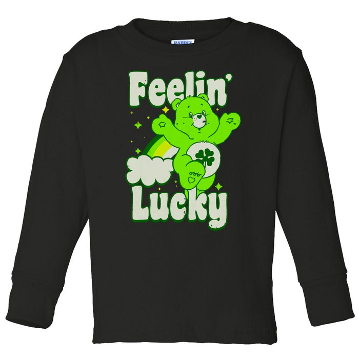 Bears Good Luck Bear Jumping Feelin Lucky Distressed Toddler Long Sleeve Shirt