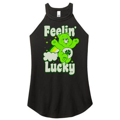 Bears Good Luck Bear Jumping Feelin Lucky Distressed Women’s Perfect Tri Rocker Tank