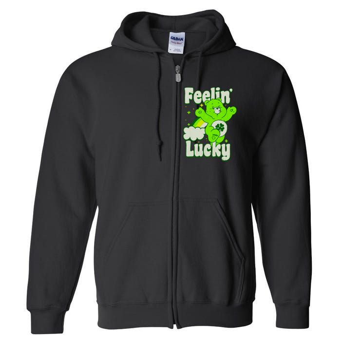 Bears Good Luck Bear Jumping Feelin Lucky Distressed Full Zip Hoodie