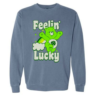 Bears Good Luck Bear Jumping Feelin Lucky Distressed Garment-Dyed Sweatshirt