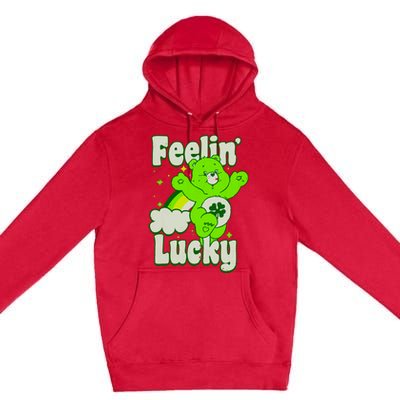 Bears Good Luck Bear Jumping Feelin Lucky Distressed Premium Pullover Hoodie