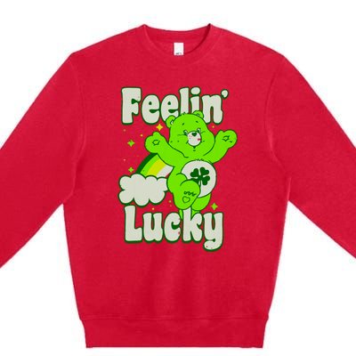 Bears Good Luck Bear Jumping Feelin Lucky Distressed Premium Crewneck Sweatshirt