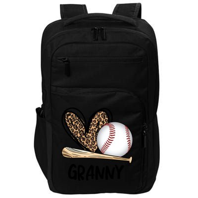 Baseball Granny Leopard Heart Baseball Lover Great Gift Impact Tech Backpack
