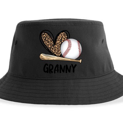 Baseball Granny Leopard Heart Baseball Lover Great Gift Sustainable Bucket Hat