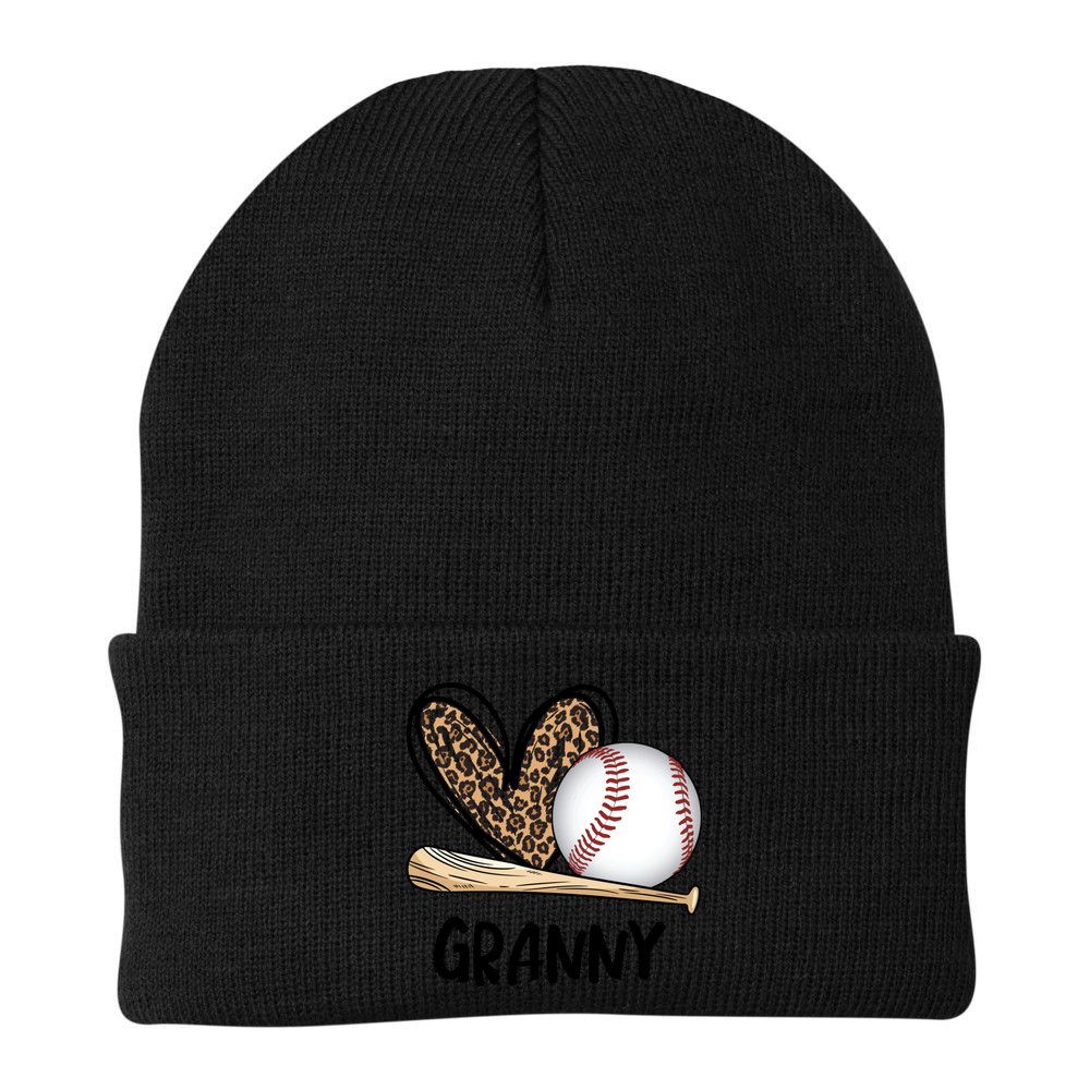 Baseball Granny Leopard Heart Baseball Lover Great Gift Beanie