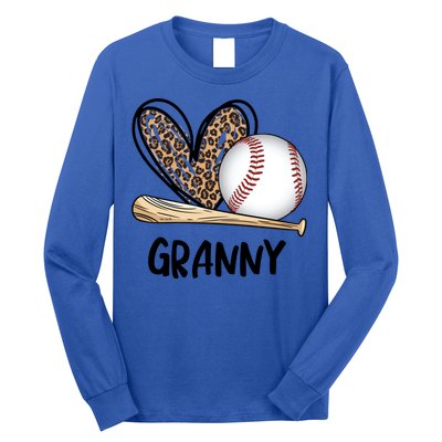 Baseball Granny Leopard Heart Baseball Lover Great Gift Long Sleeve Shirt