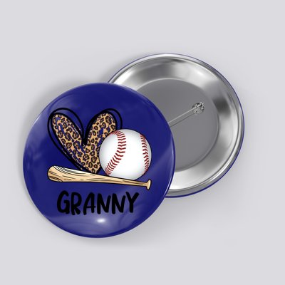 Baseball Granny Leopard Heart Baseball Lover Great Gift Button