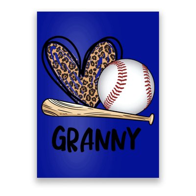 Baseball Granny Leopard Heart Baseball Lover Great Gift Poster