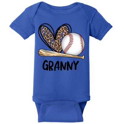 Baseball Granny Leopard Heart Baseball Lover Great Gift Baby Bodysuit