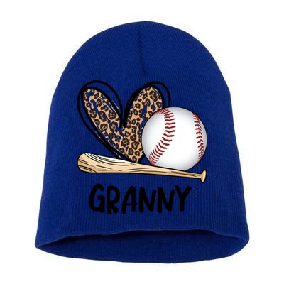 Baseball Granny Leopard Heart Baseball Lover Great Gift Short Acrylic Beanie