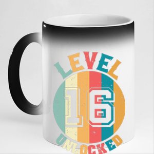 Birthday Gift Level Unlocked 16 Years 11oz Black Color Changing Mug