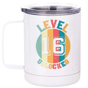 Birthday Gift Level Unlocked 16 Years 12 oz Stainless Steel Tumbler Cup