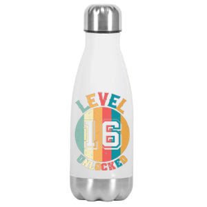 Birthday Gift Level Unlocked 16 Years Stainless Steel Insulated Water Bottle