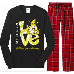 Bee Gnome Love Hood Cancer Awareness Great Gift Long Sleeve Pajama Set