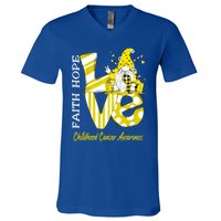 Bee Gnome Love Hood Cancer Awareness Great Gift V-Neck T-Shirt