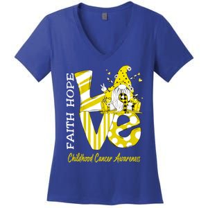 Bee Gnome Love Hood Cancer Awareness Great Gift Women's V-Neck T-Shirt